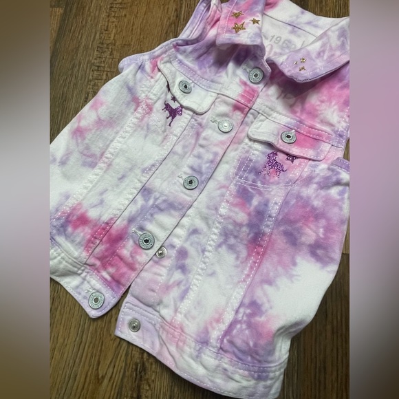 Spirit pink purple tie dye Gap denim vest 4T - Picture 6 of 13